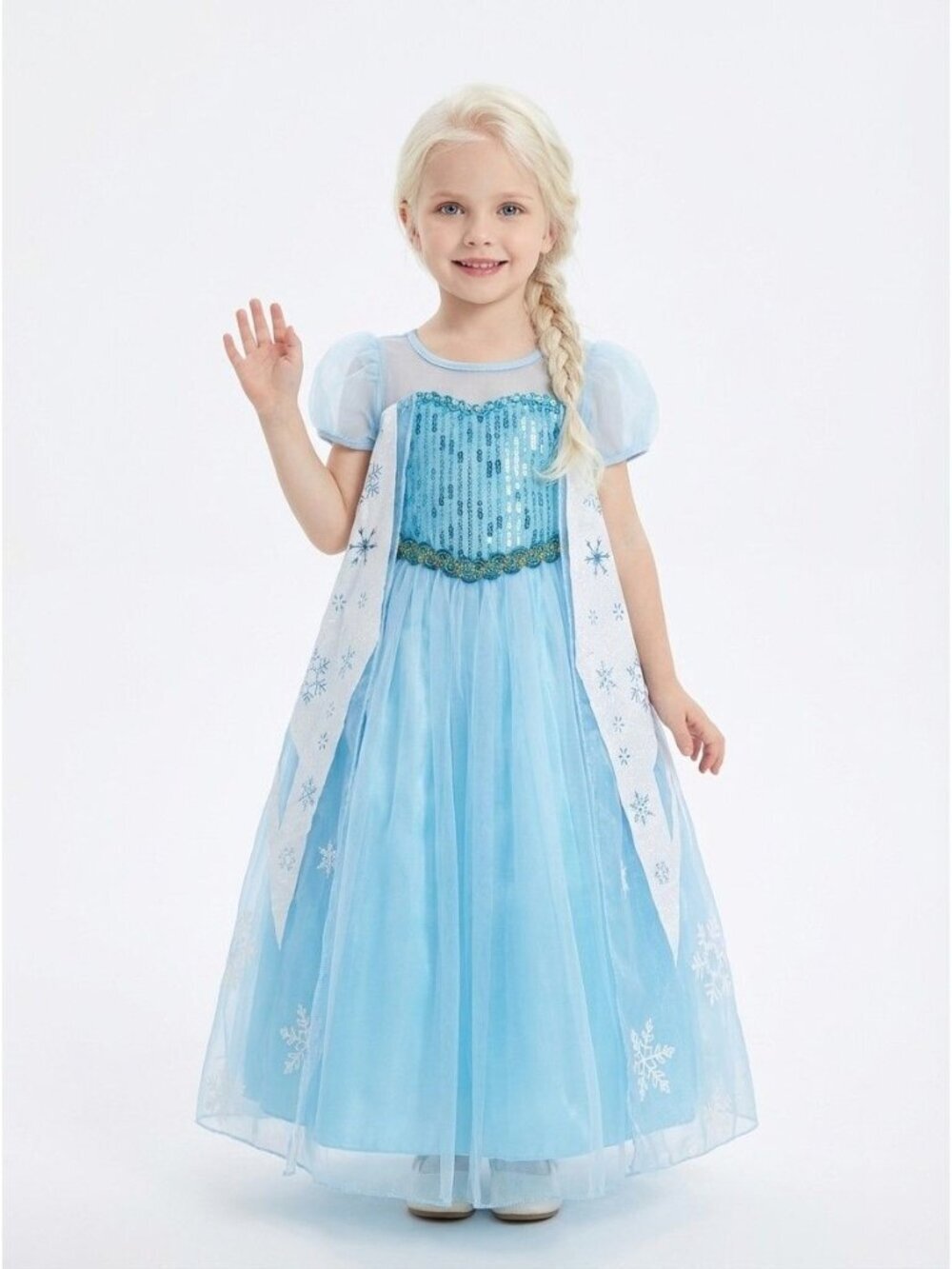 Girls Fairytale Blue Dress with Matching Cape